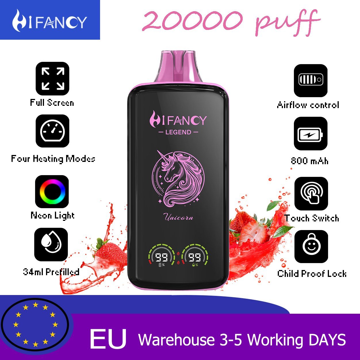 HiFancy Legend 20000 Disposable vape Strawberry Juice - HIFANCY 1 HiFancy Legend 20000 Disposable vape Strawberry Juice - HIFANCY